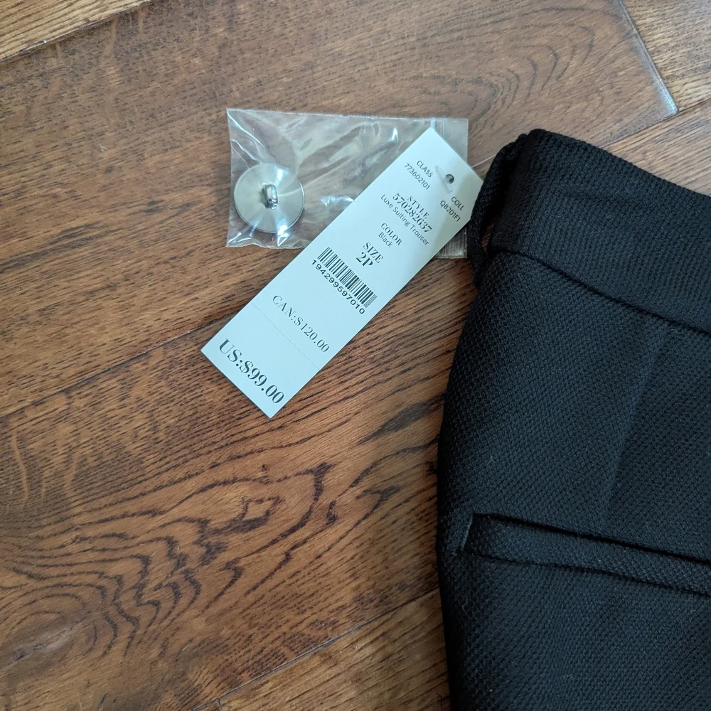 NWT White House Black Market The Trouser Black Lux Dress Pants Slacks Size 2P - Picture 4 of 7